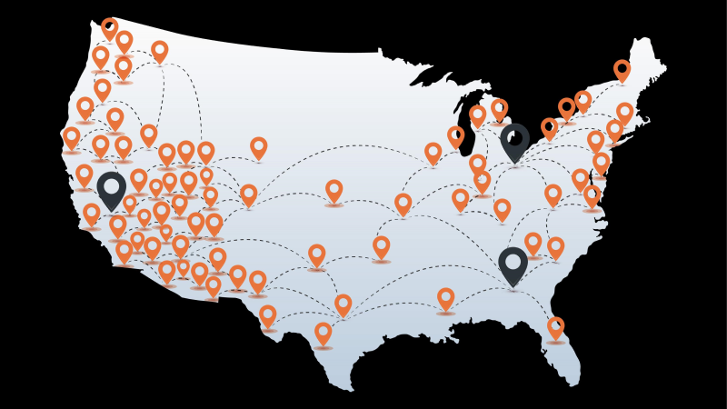 Map showing company networks